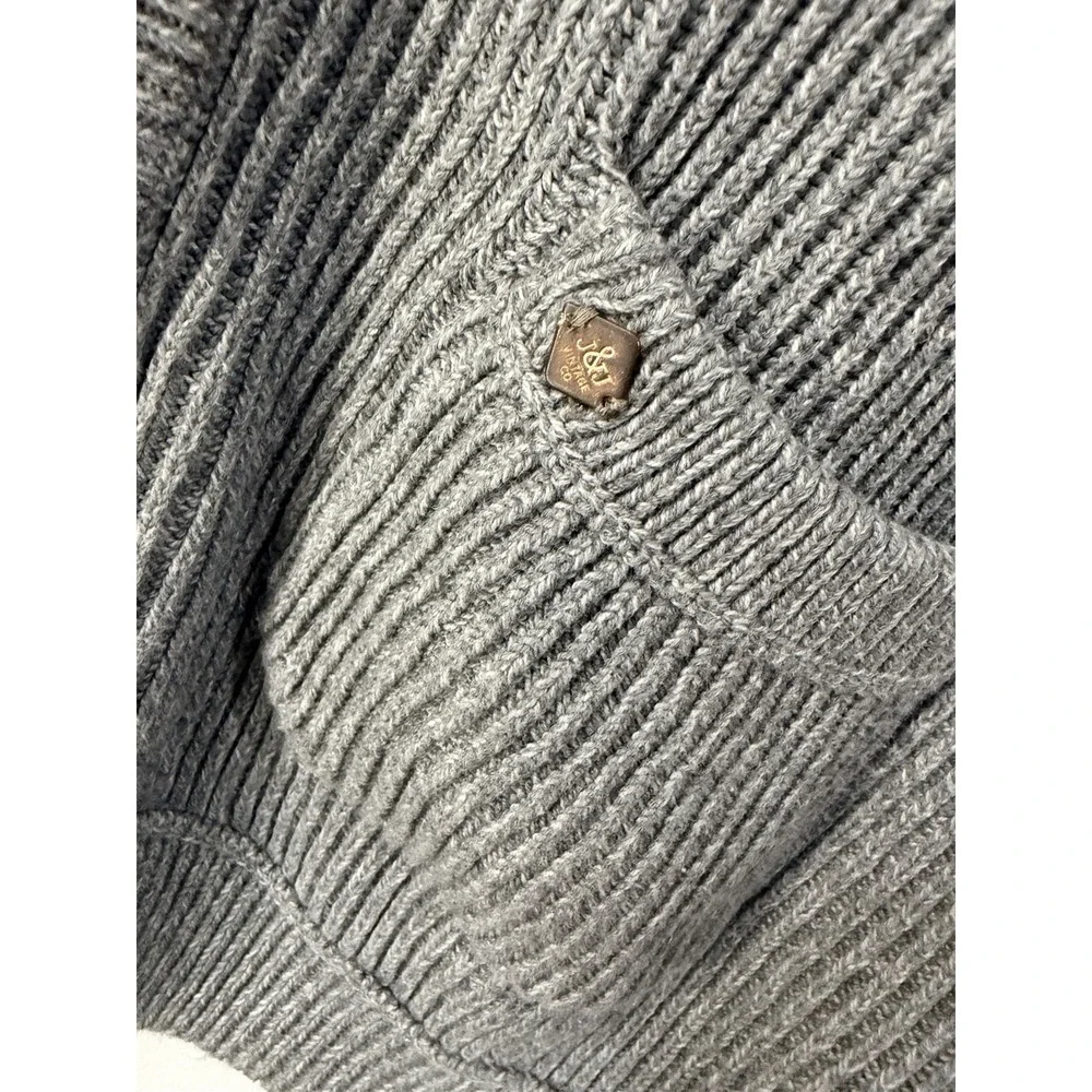 Jack & Jones Shawl Collar Cardigan Gray Rib Knit 100% Cotton Men's M